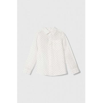 United Colors of Benetton camasa de bumbac pentru copii culoarea alb