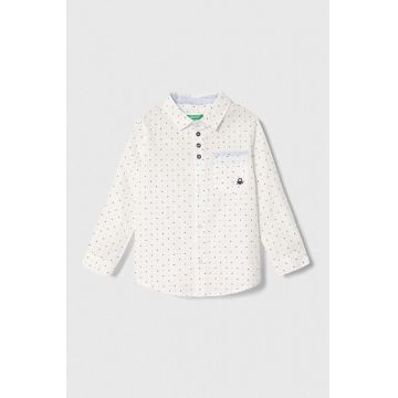 United Colors of Benetton camasa de bumbac pentru copii culoarea alb