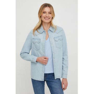United Colors of Benetton camasa jeans femei, cu guler clasic, regular