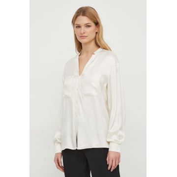 United Colors of Benetton camasa femei, culoarea bej, cu guler stand-up, regular