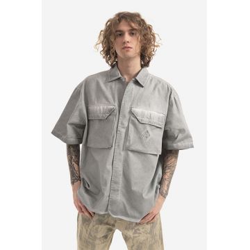 A-COLD-WALL* cămașă din bumbac Dye Tech bărbați, culoarea gri, cu guler clasic, relaxed ACWMSH056.-LIGHTGREY