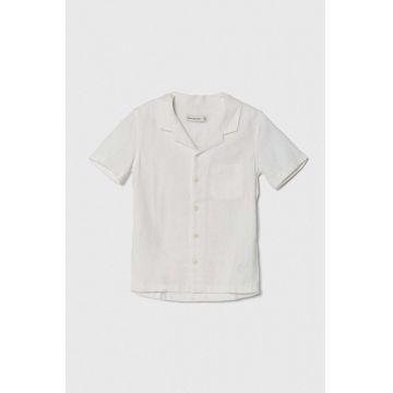 Abercrombie & Fitch cămașă de in pentru copii culoarea alb