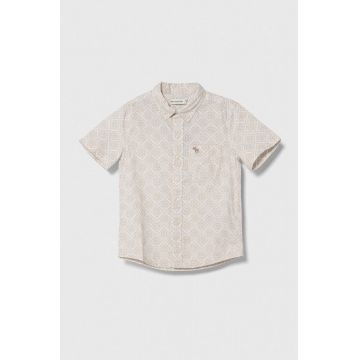 Abercrombie & Fitch camasa de bumbac pentru copii culoarea bej