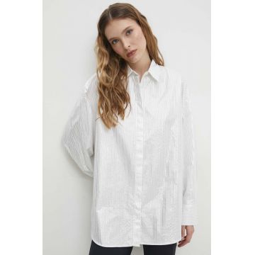 Answear Lab camasa din bumbac femei, culoarea alb, cu guler clasic, relaxed