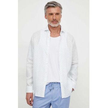 BOSS cămașă de in culoarea alb, cu guler italian, regular 50514898