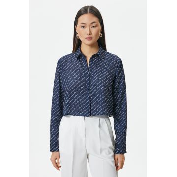 Camasa crop cu imprimeu text