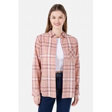 Camasa cu model in carouri cu buzunar aplicat Camasa cu model in carouri cu buzunar aplicat