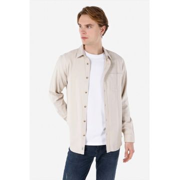 Camasa de bumbac cu buzunar pe piept Camasa de bumbac cu buzunar pe piept