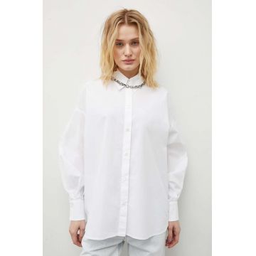 Drykorn camasa din bumbac femei, culoarea alb, cu guler clasic, relaxed