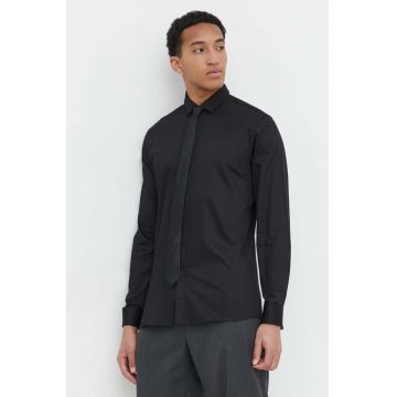 HUGO cămașă bărbați, culoarea negru, cu guler clasic, slim 50513945