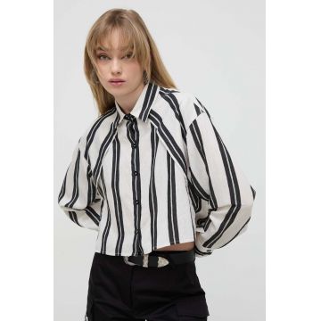 IRO camasa femei, culoarea bej, cu guler clasic, relaxed
