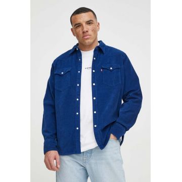 Levi's camasa din bumbac barbati, culoarea albastru marin, cu guler clasic, regular
