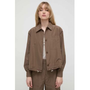 Marella cămașă femei, culoarea maro, cu guler clasic, regular 2413040000000