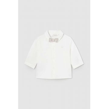 Mayoral Newborn cămașă din bumbac pentru bebeluși culoarea bej