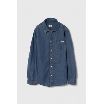 Pepe Jeans camasa de bumbac pentru copii PORTEZ JR culoarea albastru marin