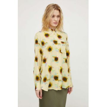 PS Paul Smith camasa femei, culoarea galben, cu guler clasic, regular