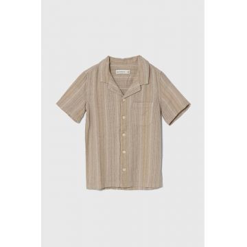 Abercrombie & Fitch cămașă de in pentru copii culoarea bej