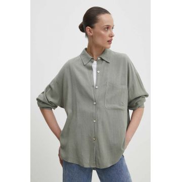 Answear Lab camasa de in culoarea verde, cu guler clasic, relaxed