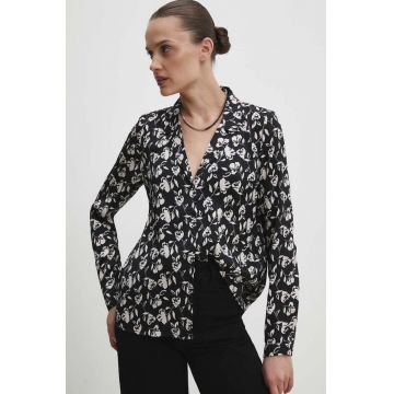 Answear Lab camasa femei, culoarea negru, cu guler clasic, regular