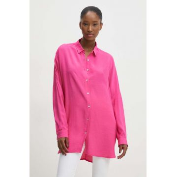 Answear Lab camasa femei, culoarea roz, cu guler clasic, relaxed
