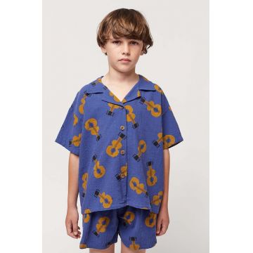 Bobo Choses camasa de bumbac pentru copii culoarea albastru marin