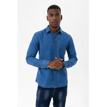 Camasa de denim cu guler clasic