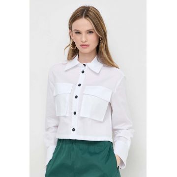 Liviana Conti cămașă femei, culoarea alb, cu guler clasic, relaxed L4SK06