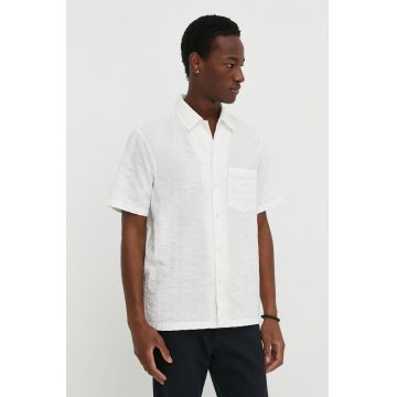 Marc O'Polo camasa din bumbac barbati, culoarea alb, cu guler clasic, regular
