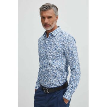 Medicine camasa barbati, culoarea alb, cu guler clasic, slim