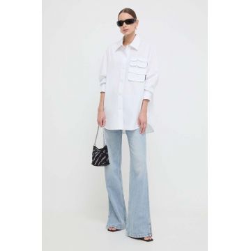 Miss Sixty camasa din bumbac femei, culoarea alb, cu guler clasic, relaxed