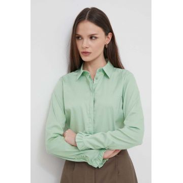 Mos Mosh camasa femei, culoarea verde, cu guler clasic, regular