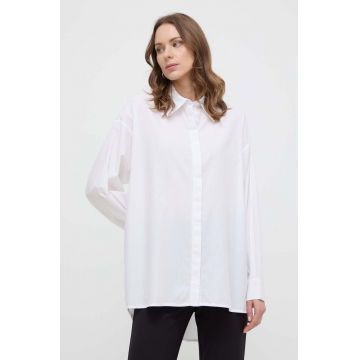 Silvian Heach camasa din bumbac femei, culoarea alb, cu guler clasic, relaxed