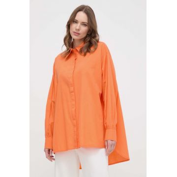 Silvian Heach camasa din bumbac femei, culoarea portocaliu, cu guler clasic, relaxed