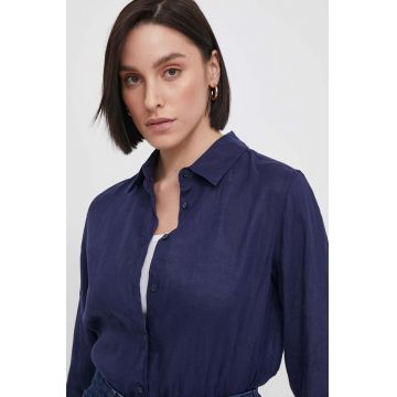 United Colors of Benetton camasa de in culoarea albastru marin, cu guler clasic, regular