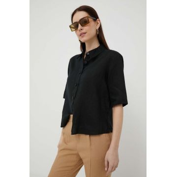 United Colors of Benetton camasa de in culoarea negru, cu guler clasic, relaxed
