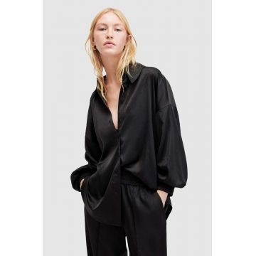 AllSaints camasa CHARLI JACQ SHIRT femei, culoarea negru, cu guler clasic, relaxed, W084PA