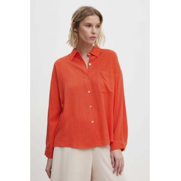 Answear Lab camasa de in culoarea portocaliu, cu guler clasic, relaxed