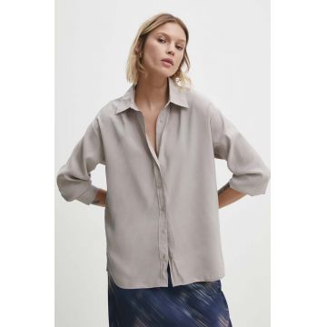 Answear Lab camasa femei, culoarea bej, cu guler clasic, relaxed
