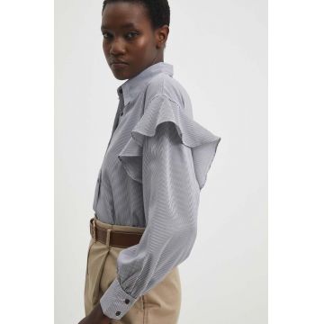 Answear Lab camasa femei, culoarea negru, cu guler clasic, regular