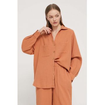 Billabong camasa din bumbac Swell femei, culoarea portocaliu, cu guler clasic, relaxed, ABJWT00487