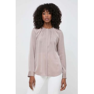 BOSS cămașă de mătase culoarea bej, regular 50490058