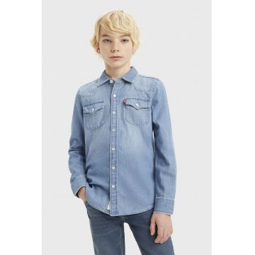 Camasa de denim cu buzunare pe piept