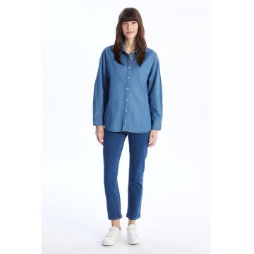 Camasa din denim cu maneci cazute
