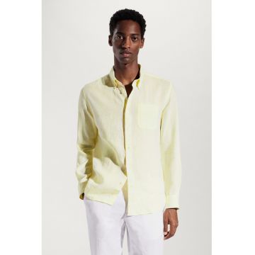 Camasa slim fit de in cu buzunar pe piept Avispa