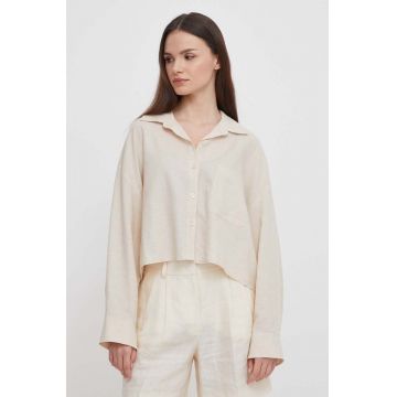 Dkny camasa de in culoarea bej, cu guler clasic, relaxed, DJ4W2008