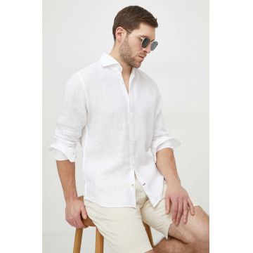 Joop! camasa de in Pai culoarea alb, cu guler italian, regular, 30041389 10011212
