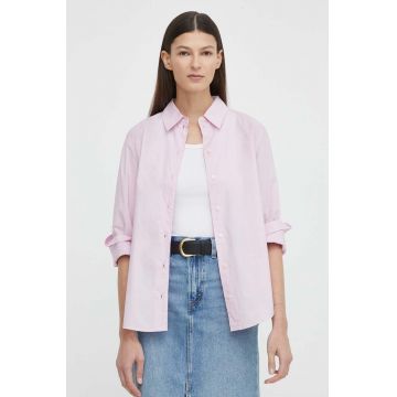 Marc O'Polo camasa din bumbac femei, culoarea roz, cu guler clasic, regular