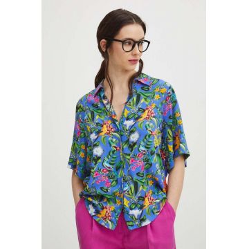 Medicine camasa femei, culoarea violet, cu guler clasic, regular
