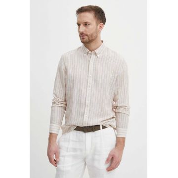 Michael Kors camasa de in culoarea bej, cu guler button-down, regular