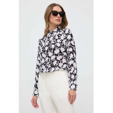 MICHAEL Michael Kors camasa din amestec de matase culoarea negru, cu guler clasic, regular